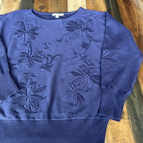 Chico’s Purple Textured Floral Pullover Sweater - Picture 8 of 11